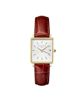 Rosefield Boxy Xs Women's Medium Brown Leather Watch 24mm