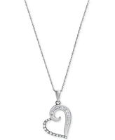 Diamond Heart 18" Pendant Necklace (1/5 ct. t.w.) in 10k White Gold