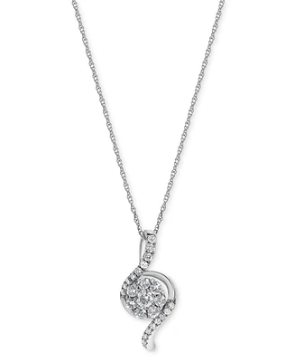 Diamond Curving 18" Pendant Necklace (1/3 ct. t.w.) in 10k White Gold