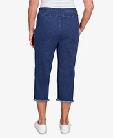 Alfred Dunner Women's Classic Denim Fringe Capri Pant