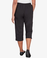 Alfred Dunner Women's Classic Twill Denim Split Hem Capri Pants