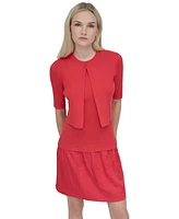 Dkny Women's Mixed-Media Jewel-Neck Cardigan Dress