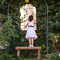 Hope & Henry Heirloom Girls' Organic Sleeveless Special Occasion Seersucker Party Dress with Cross Back