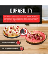 Bakkenmaster Bakken- Swiss Tart Pan – Quick Release Removable Base, Non-Stick Fluted Edge, Durable Steel