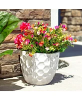 Sunnydaze Decor 11.25" Raised Honeycomb Pattern Glazed Ceramic Plant Pot Set - White - 2.7 Gal. Soil Capacity - Set of 2