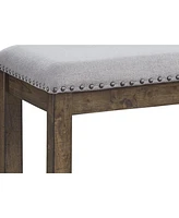 Slickblue Nailhead Trim Wooden Dining Bench with Fabric Upholstery for Elegant Dining Room Seating