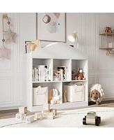 gaomon Kids Bookshelf White Toy Storage Organizer 5-Cubby Bookcase