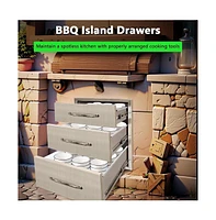 gaomon Outdoor Kitchen Drawer, 3-Layers Stainless Steel 14"x20.5"x23" Enclosed Built-in Flush Mount Outdoor Kitchen Access Drawer, Bbq Island for Outd
