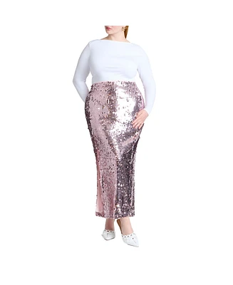 Eloquii Plus Sequin Column Midi Skirt