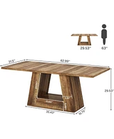 Tribesigns Modern Computer Desk, 63-Inch Large Office Desk Workstation, Simple Style Executive Study Table with Sturdy Base, Wooden Faux Marble W