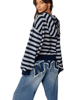 Edikted Women's Striped Hooded Knit Sweater