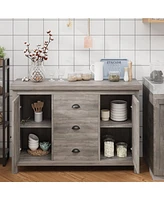 gaomon Sideboard Buffet Cabinet with Storage, 52" Large Kitchen Storage Cabinet with 3 Drawers and 2 Doors, Wooden Coffee Bar Cabinet Buffet Table for