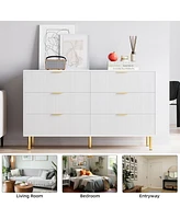 gaomon 6 Drawer Dresser for Bedroom, 56” Wide Wood Dresser Organizer with Metal Legs, Modern Chest of Drawers for Bedroom, Hallway