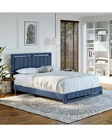 Boyd Sleep Siri Upholstered Platform Bed with Headboard, Mattress Foundation with Strong 14 Wood Slat Supports