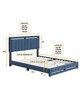 Boyd Sleep Siri Upholstered Platform Bed with Headboard, Mattress Foundation with Strong 14 Wood Slat Supports