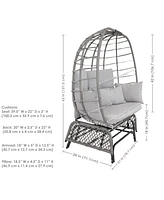 Double Outdoor Egg Chair with Legs - 2-Seat Glider Rocking Egg Chair with Cushions and Pillows - Gray