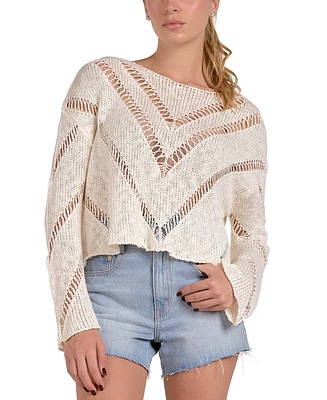 Elan Women's Scoop-Neck Cutout Sweater