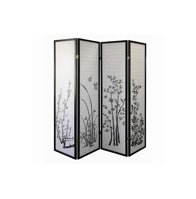 Slickblue Wood and Paper 4-Panel Room Divider for Stylish and Functional Space Separation