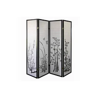 Slickblue Wood and Paper 4-Panel Room Divider for Stylish and Functional Space Separation