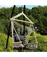 Outdoor Hanging Hammock Chair with Armrests - Polycotton Fabric - 300-Pound Capacity - Storm