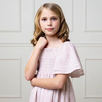 Hope & Henry Girls' Organic Smocked Bell Sleeve Dress, Toddler