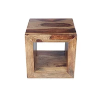 Slickblue Cube Shaped Rosewood Side Table for Modern Home Decor and Storage Solutions