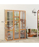 PawHut Outdoor Catio Cat Enclosure w/ 6 Jumping Platforms, Scratching Post