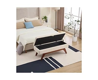 The Pop Home Teddy Storage Bench, Bed End Stool with Hidden Solid Wood Legs-The