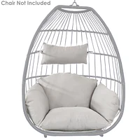 Oliver Resin Wicker Hanging Egg Chair with Gray Cushions and Steel Stand - 265-Pound Weight Capacity - 76 Inches H
