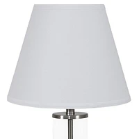 Cylinder Glass Table Lamp Set of 2 with Shade - 27.75" H - Indoor Modern Accent Lamps with Clear Base - Plug-In Electric