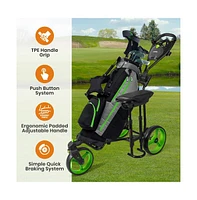 Jovial Foldable 3-Wheel Golf Push Cart with Scorecard Holder