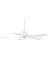 Casa Vieja 52" Grand Palm Modern Indoor Outdoor Ceiling Fan 5 Blade Led Light Remote Control Matte White Finish Wood Blades Bedroom Patio Living Room