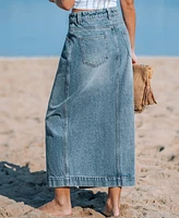 Cupshe Women's Denim Split Hem Midi Skirt