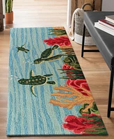 Liora Manne' Frontporch Swimming Baby Turtles 2'x5' Runner Area Rug