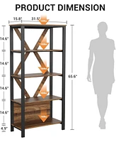 gaomon Industrial Open Display Wood Shelves with Dimmable Rgb Strip Light