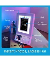 Hp Sprocket Photobooth 3x4" Photo Printer, Bundle w/Zink Paper, Case, Screen Protector & More
