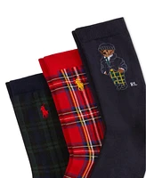 Polo Ralph Lauren Big Boys Holiday Bear Socks, 3-Pack