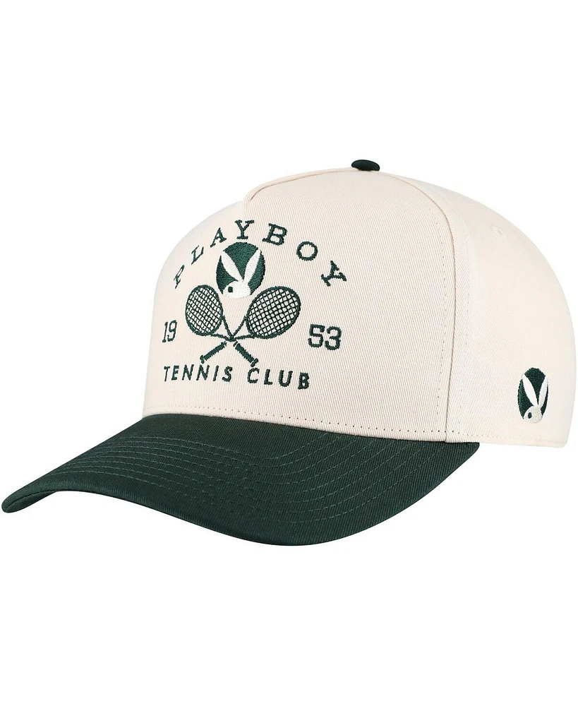 Lids Men's Cream, Forest Green Playboy Tennis Club A-Frame Adjustable Hat