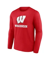 Fanatics Men's Red Wisconsin Badgers Team Lockup Long Sleeve T-Shirt