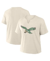 Fanatics Women's Cream Philadelphia Eagles Slub V-Neck T-Shirt