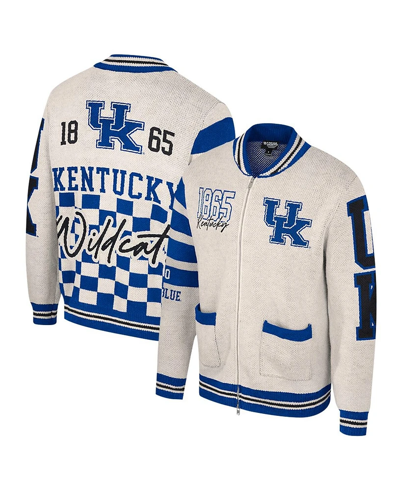 Colosseum Women's Cream Kentucky Wildcats Jacquard Full-Zip Sweater