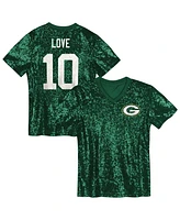 Outerstuff Big Girls Jordan Love Green Bay Packers Sequin V-Neck Fashion Jersey