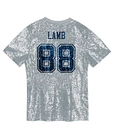 Outerstuff Big Girls CeeDee Lamb Silver Dallas Cowboys Sequin V-Neck Fashion Jersey