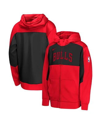 Nike Big Boys and Girls Red/Black Chicago Bulls Authentic On-Court Showtime Performance Full-Zip Hoodie