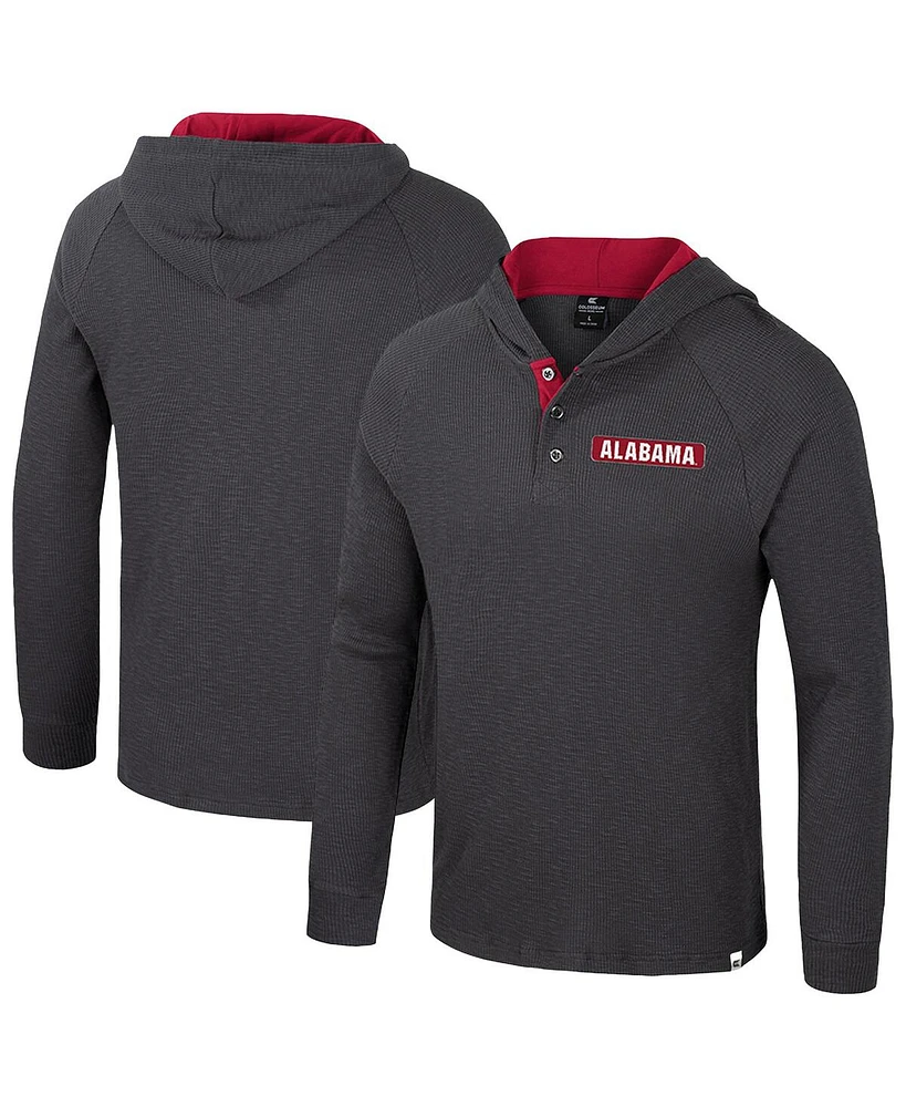 Colosseum Men's Charcoal Alabama Crimson Tide Dujour Raglan Long Sleeve Henley Hoodie T-Shirt