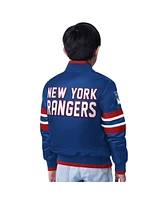 Starter Big Boys and Girls Blue/Red New York Rangers Scout 1 Full-Snap Varsity Jacket