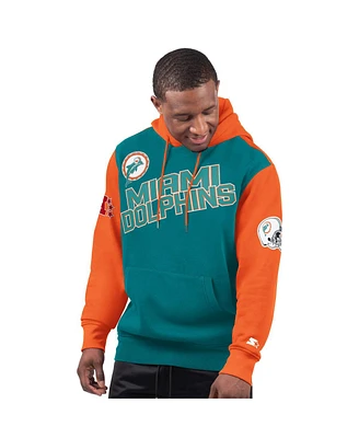 Starter Men's Aqua Miami Dolphins Extreme Vintage Logo Pullover Hoodie