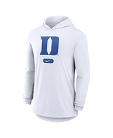 Nike Men's White Duke Blue Devils Lightweight Performance Long Sleeve Hoodie T-Shirt