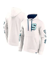 Fanatics Men's White Seattle Kraken Letterman Fleece Pullover Hoodie