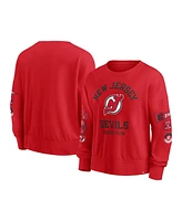 Fanatics Women's Red New Jersey Devils Go Team Pullover Sweatshirt